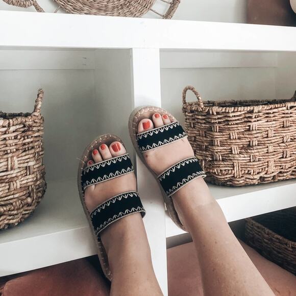 Minimalist Boho strap slide platform espadrille sandals 8.5 - Picture 2 of 3